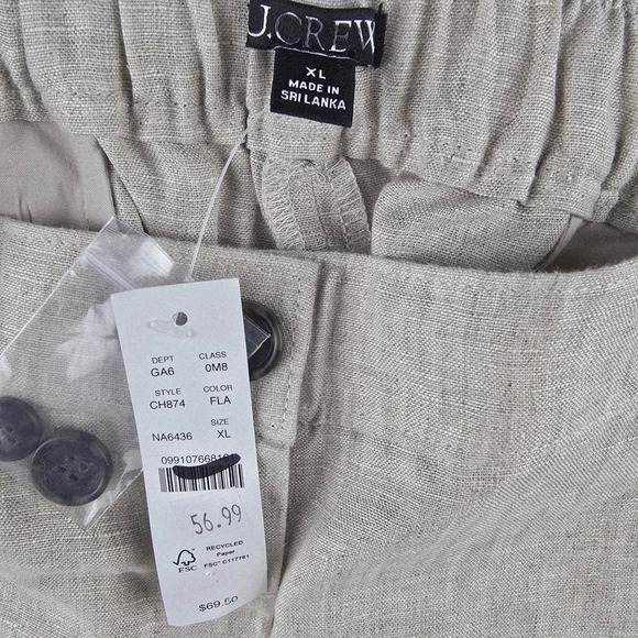 J. Crew NWT Linen Blend Relaxed Fit High Waist Shorts Beige Women's XL - Picture 6 of 11
